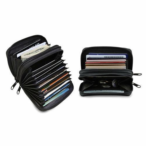 RFID Genuine Leather Credit Card Wallet for Women w/ ID Display Window '